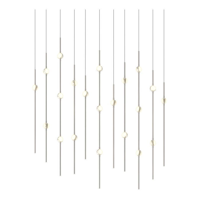 Aries 36″ Rectangle LED Pendant Satin Nickel with White Optical Acrylic 2700K 10′ Adjustable Cord