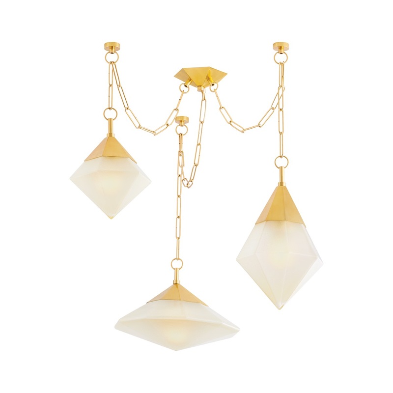 Corbett Lighting 383-58-VPB Angelique Three Light Chandelier Vintage Polished Brass