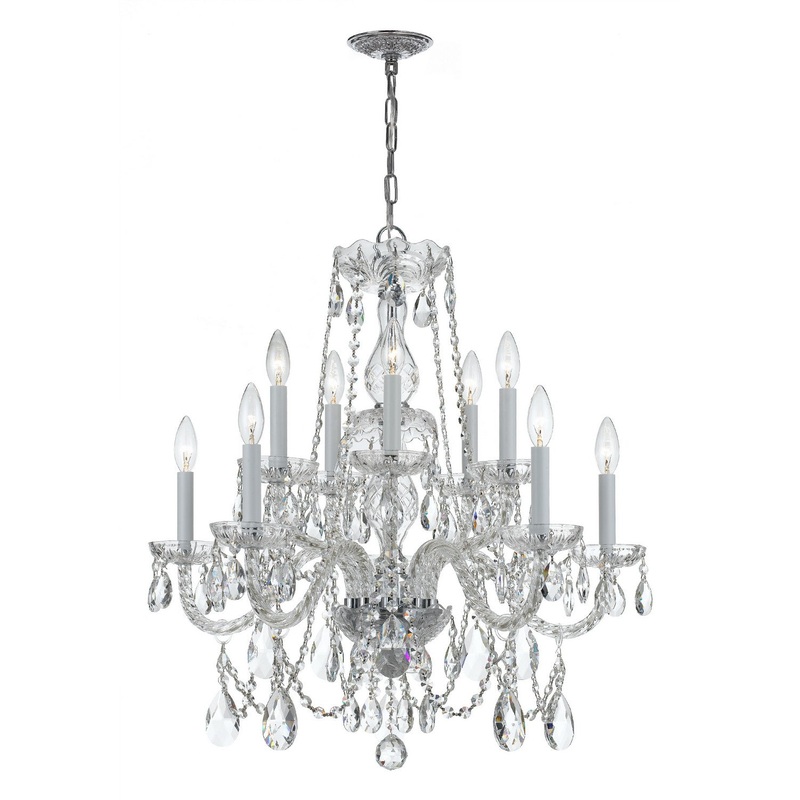 Crystorama 1130-CH-CL-MWP Traditional Crystal Ten Light Chandelier Polished Chrome