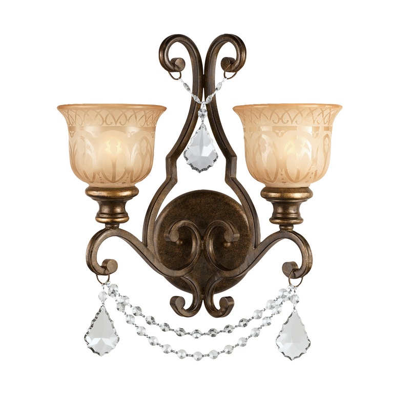 Crystorama 7502-BU-CL-MWP Norwalk Two Light Wall Sconce Bronze Umber