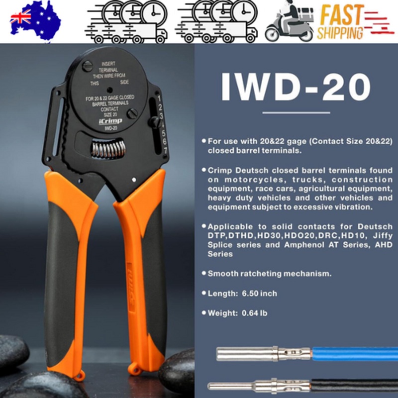 DT20 Crimper 4 Way Indent,8 Impression iCrimp Closed Barrel Type Deutsch Crimper