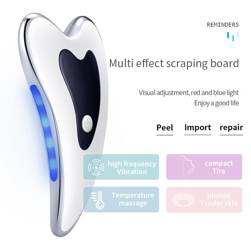 Electric Gua Sha Facial Massager with Heat, Vibration & LED Light Therapy – 4-in-1 Scraping Tool for Face Lifting, Skin Tightening & Anti-Wrinkle(White)