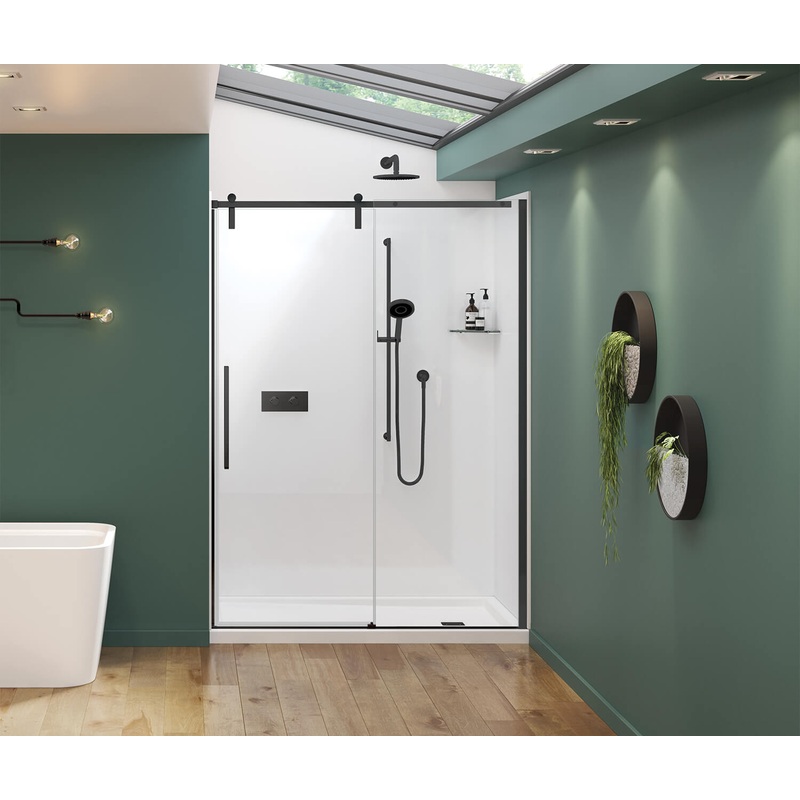 MAAX 135875-900-340-000 Nebula 56 -58  x 78  in. 8mm Sliding Shower Door for Alcove Installation with Clear glass in Matte Black