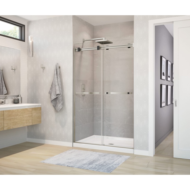 MAAX 136272-900-289-000 Duel 56-58  x 70 -74 in. 8 mm Bypass Shower Door for Alcove Installation with Clear glass in Brushed Nickel & Matte Black