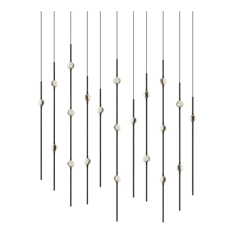 Aries 36″ Rectangle LED Pendant Espresso Black with Clear Faceted Acrylic 2700K 10′ Adjustable Cord
