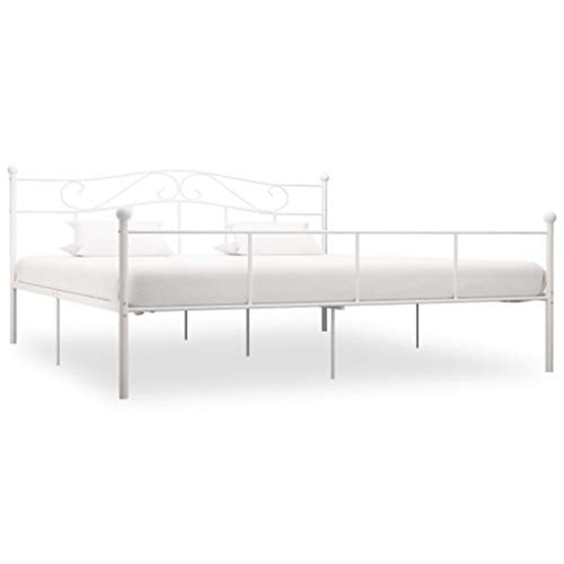 BIGTO – Struttura per letto in metallo e acciaio, per camera da letto, stile bianco, 180 x 200 cm