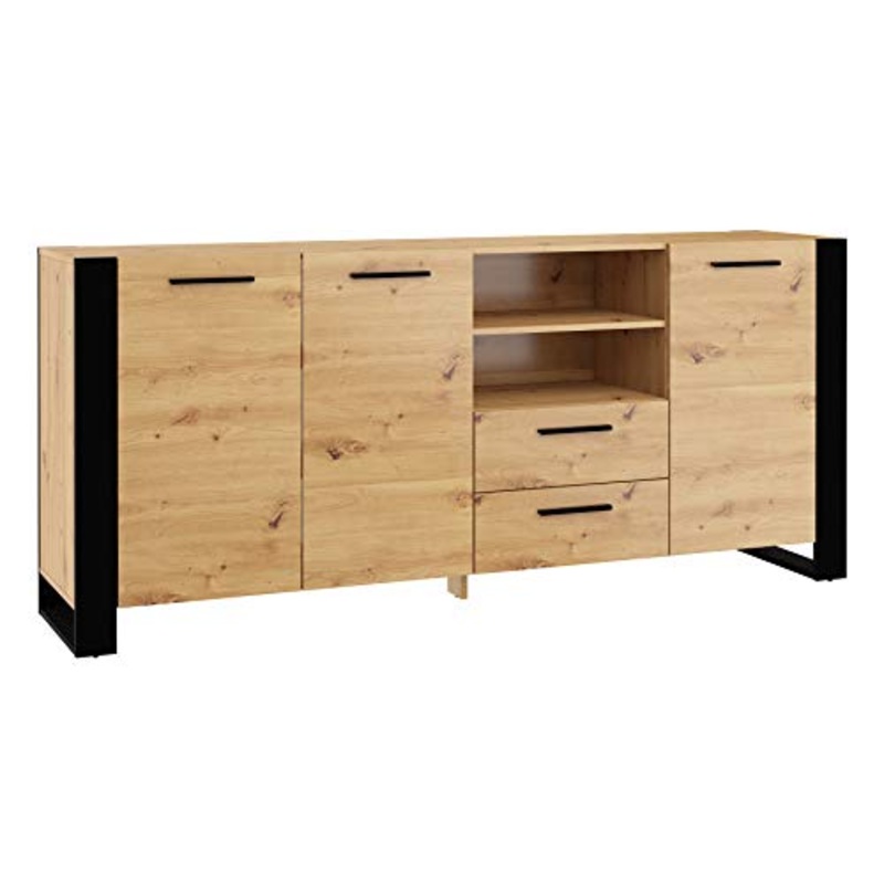 BIM Furniture Cassettiera Nuka D 197 cm credenza Highboard Armadio rovere artigianale nero