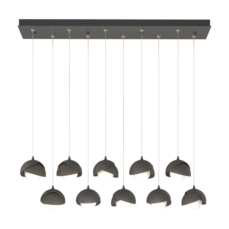 Brooklyn 10-Light Double Shade Pendant Natural Iron Dark Smoke