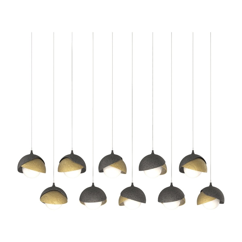 Brooklyn 10-Light Double Shade Pendant Natural Iron Modern Brass