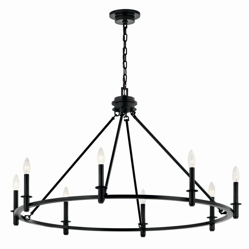 Eight Light Chandelier from the Carrick Collection in Black Finish by Kichler
