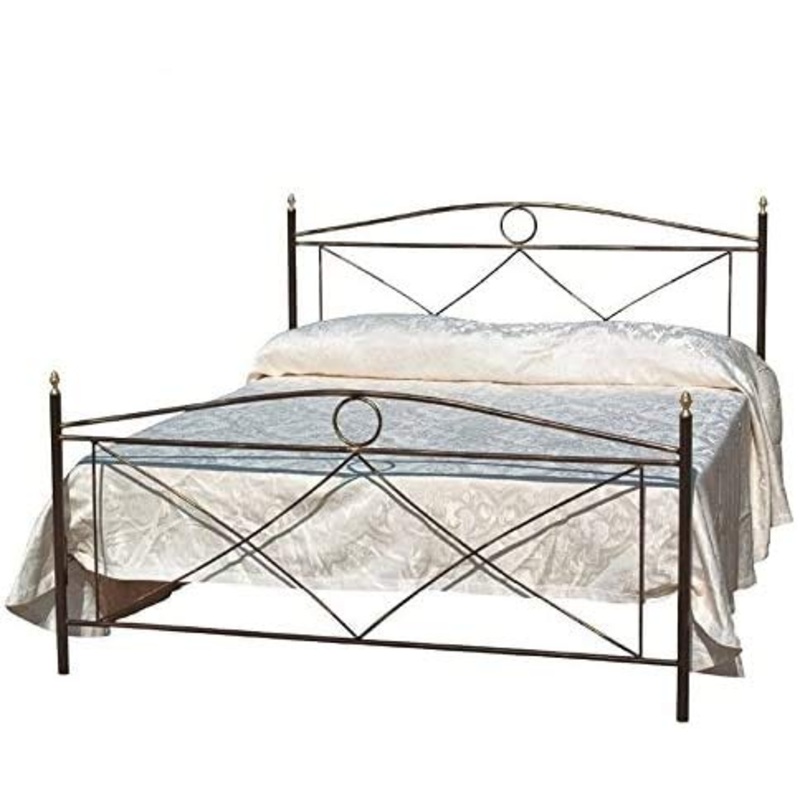 Europrimo Letto Matrimoniale in Ferro Battuto Classico Stile Italiano Avorio Bianco Magnolia