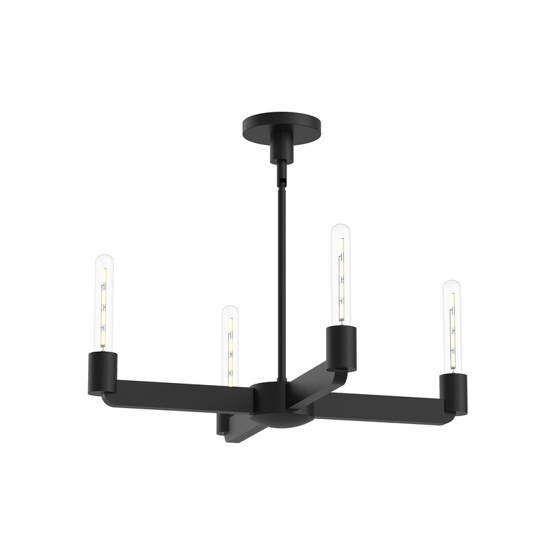 Four Light Chandelier from the Claire Collection in Aged Gold|Matte Black Finish by Alora