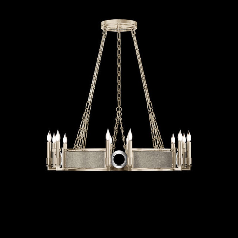 Mirage 35.75″W Round Chandelier Champagne/Nickel/Coco