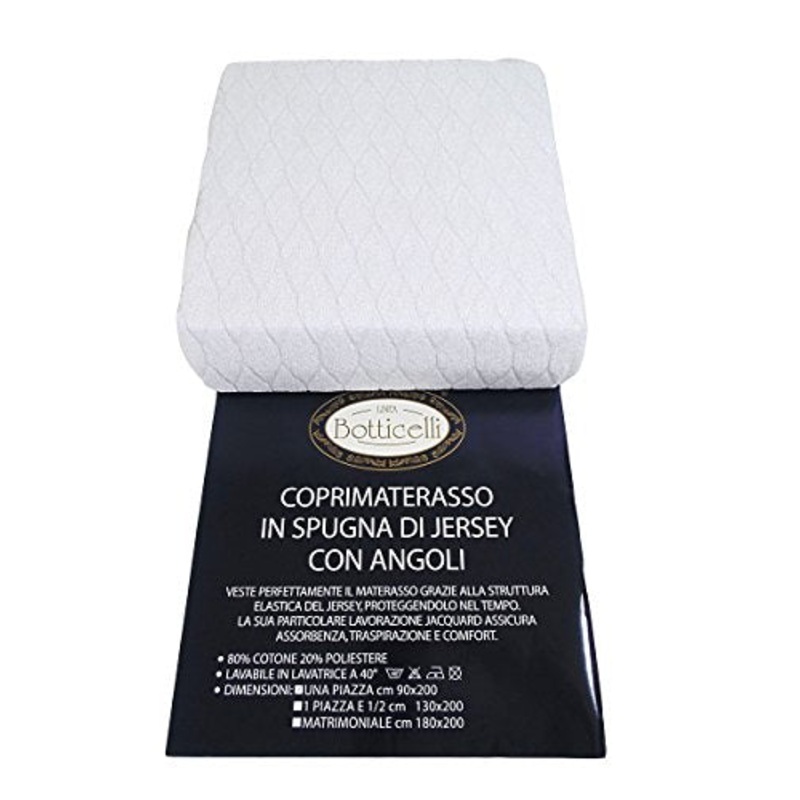 Botticelli Coprimaterasso 2 piazze Spugna di Cotone Jersey 180 x 200