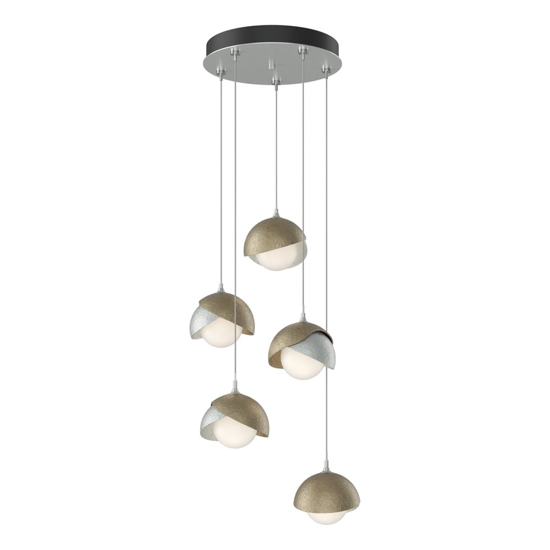 Brooklyn 5-Light Double Shade Pendant Vintage Platinum Soft Gold