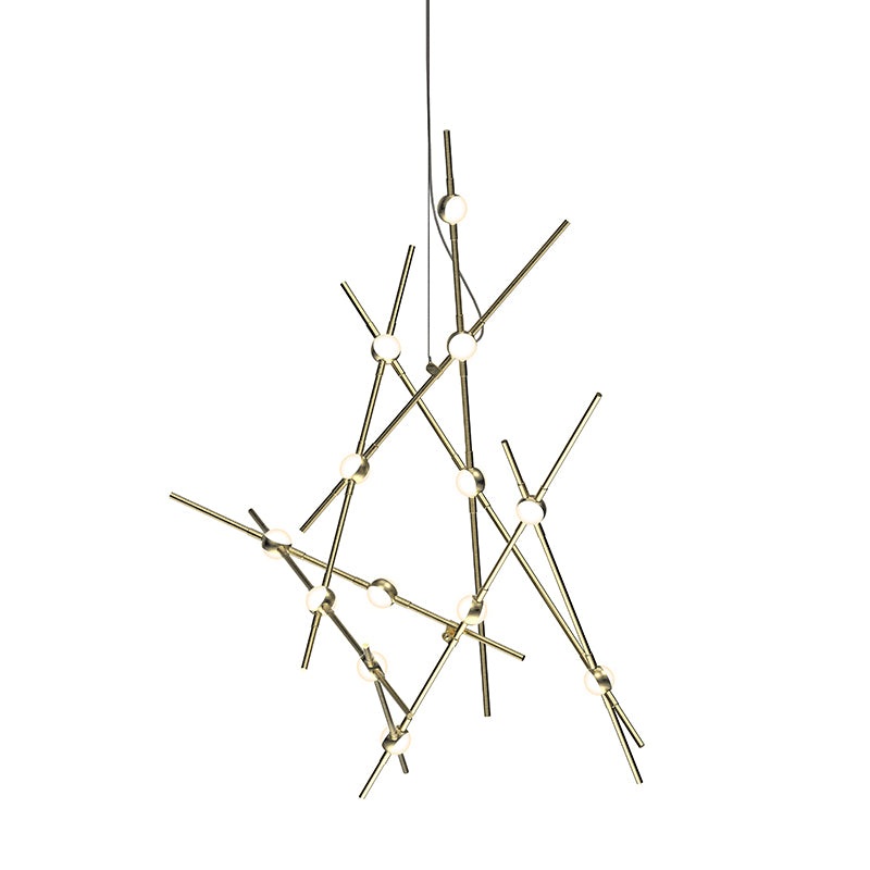 Constellation Aquila Minor Satin Brass with White Optical Acrylic 3000K 10′ Adjustable Cord/Cable
