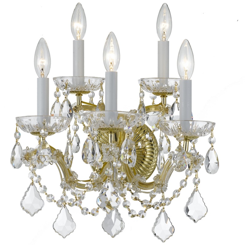 Crystorama 4404-GD-CL-SAQ Maria Theresa Five Light Wall Sconce Gold