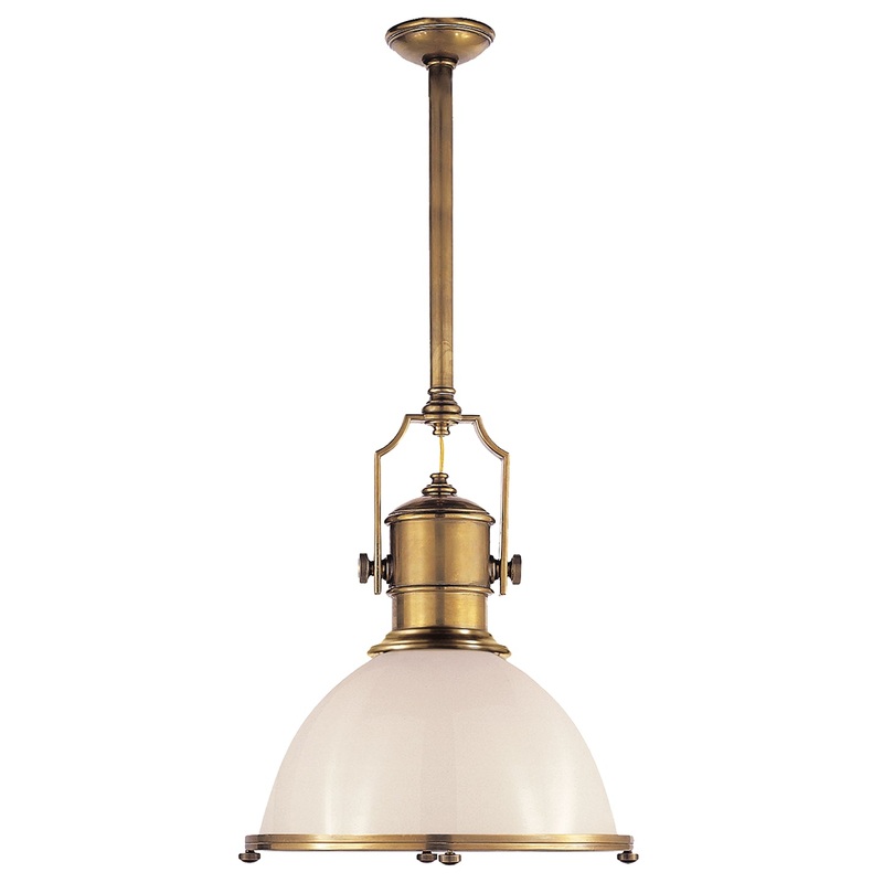 One Light Pendant from the Country Industrial Collection in Antique-Burnished Brass Finish by Visual Comfort Signature