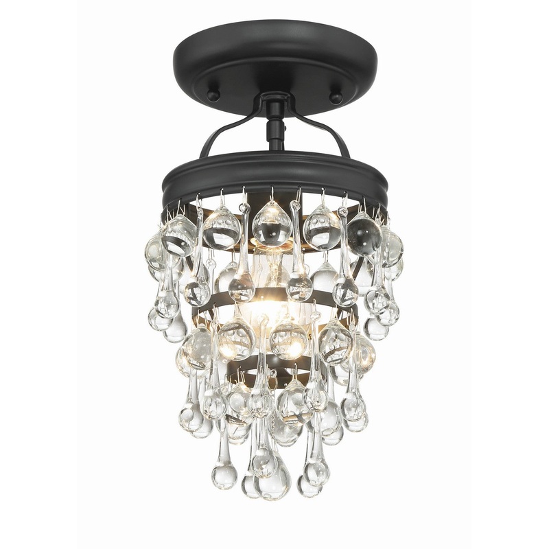One Light Semi Flush Mount from the Calypso Collection in Matte Black Finish by Crystorama