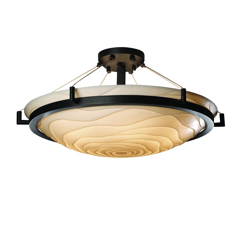 Semi-Flush Mount from the Porcelina Collection in Matte Black Finish by Justice Designs