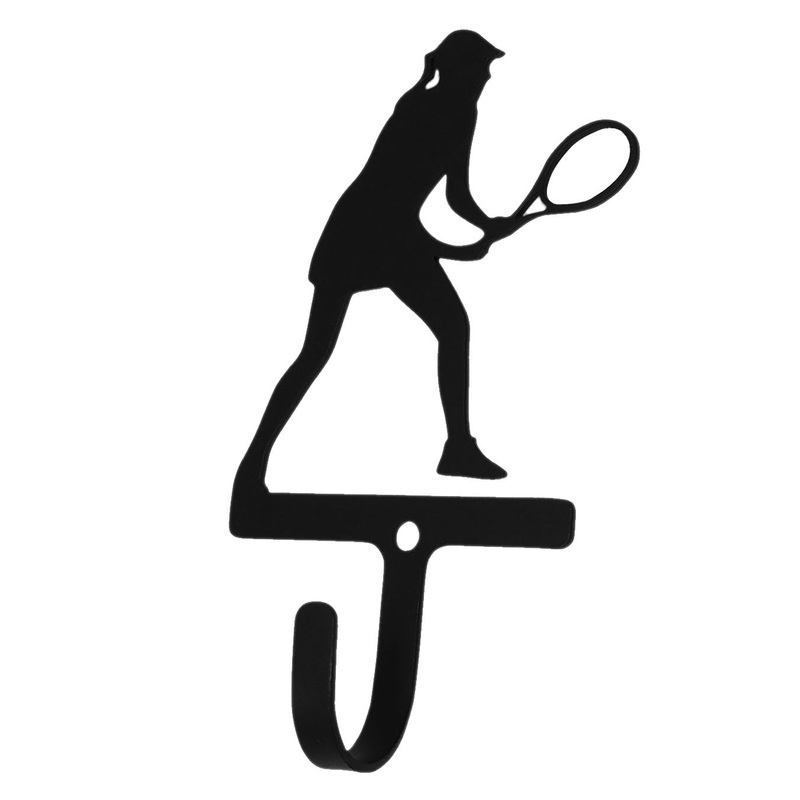 Village Wrought Iron WH-362-S Tennis Player Woman Girl Wall Hook Small
