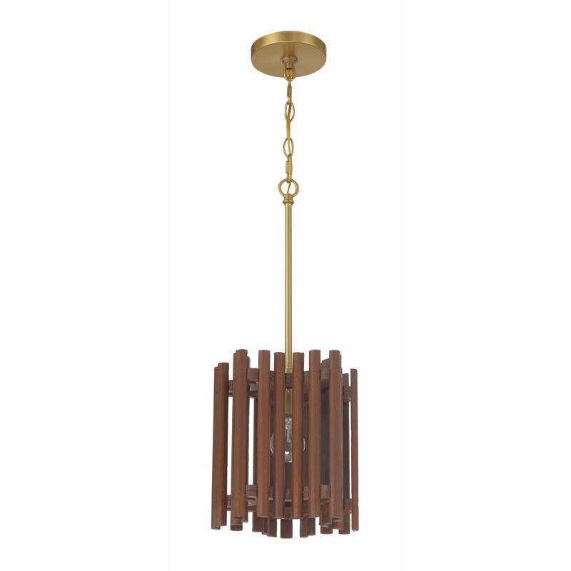 Craftmade 58491-SBWAL Freeform One Light Pendant Satin Brass/Walnut