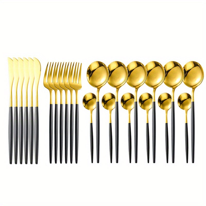 Deluxe Cutlery Set – Black & Gold