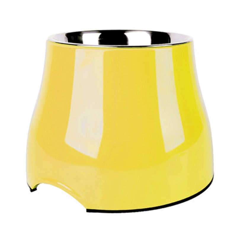 Elevated Pet Feeding Bowl with Stainless Steel Inner – Promotes Healthy Digestion & Reduces Neck Strain(Yellow)