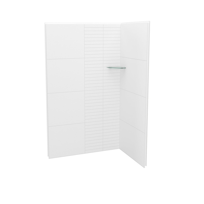 MAAX 107462-306-513 Utile 4836 Composite Direct-to-Stud Two-Piece Corner Shower Wall Kit in Erosion Bora White