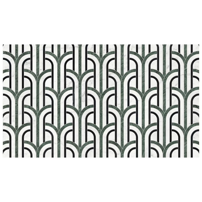 Utopio Florence Pine Polished W/ Honed Accents Natural Stone Waterjet Mosaic