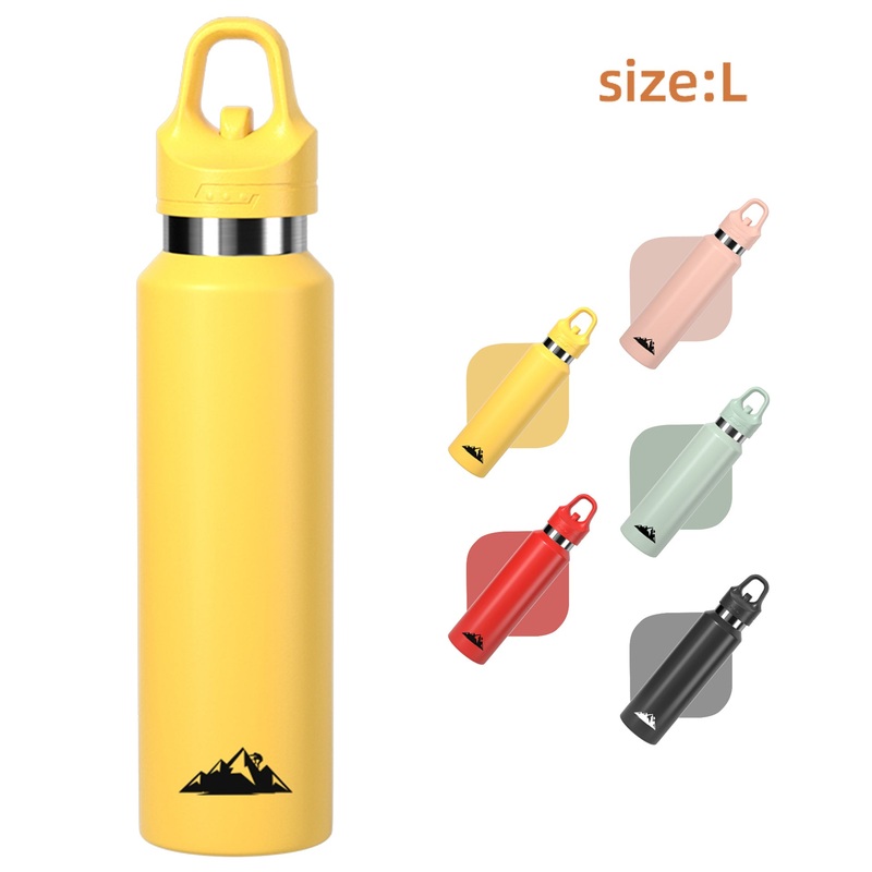Yellow 680ml Insulated Stainless Steel Water Bottle – Leakproof One-Click Lid Thermal Flask for Hot & Cold Drinks