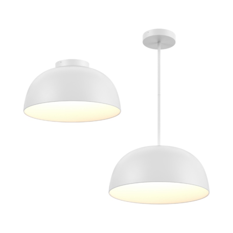 20″ 2-1 Pendant and Flush Mount (6 Stems) White