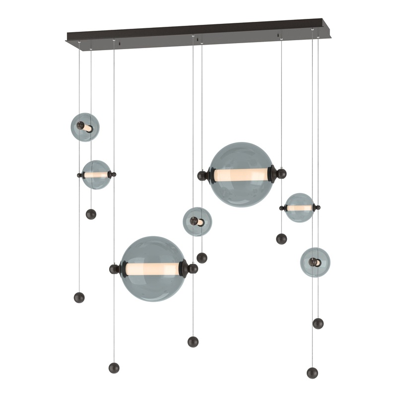 Abacus 7-Light Double Linear LED Pendant Oil Rubbed Bronze Cool Grey Glass (YL)