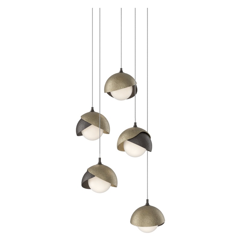 Brooklyn 5-Light Double Shade Pendant Oil Rubbed Bronze Soft Gold