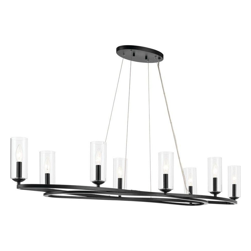 Harpin 52.5″ 8-Light Linear Chandelier Black