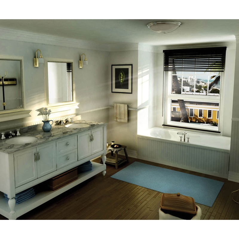 MAAX 101054-094-001 Topaz 6032 Acrylic Alcove End Drain Combined Hydromax & Aerofeel Bathtub in White