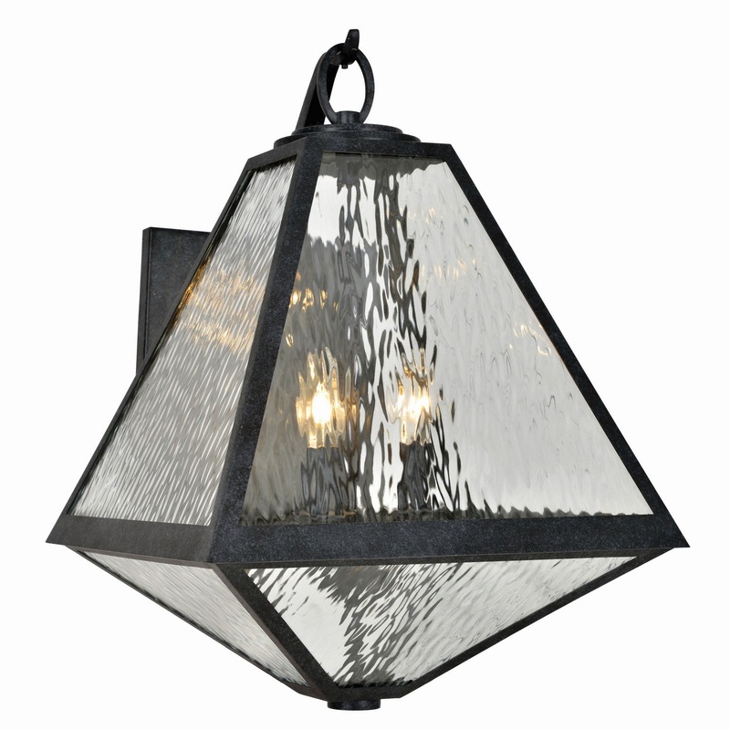 Crystorama GLA-9702-WT-BC Glacier Three Light Outdoor Wall Sconce Black Charcoal