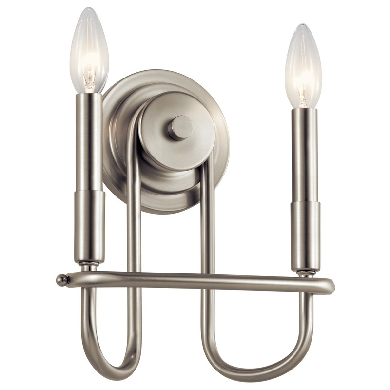 Kichler 52308NI Two Light Wall Sconce, Brushed Nickel