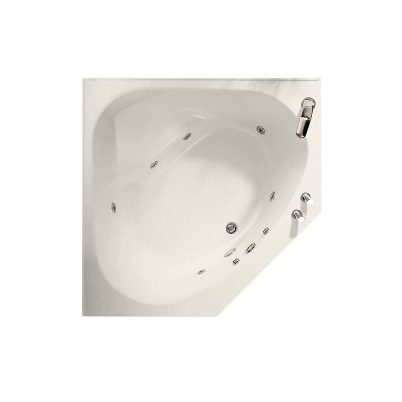 MAAX 100875-097-007 Tandem 5454 Acrylic Corner Center Drain Combined Whirlpool & Aeroeffect Bathtub in Biscuit