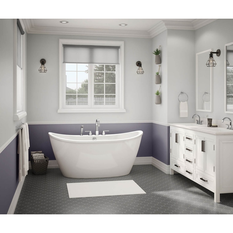MAAX 106192-000-002-104 Delsia 6032 AcrylX Freestanding Center Drain Bathtub in White with White Skirt