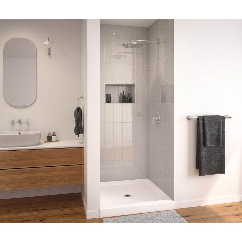 MAAX 106785-000-007-000 SPL 3838 AcrylX Alcove Shower Base with Center Drain in Biscuit