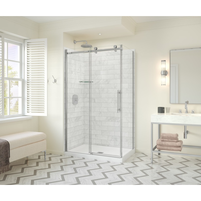MAAX 107545-900-084-000 Odyssey SC 48″ x 32″ x 78″ 8mm Sliding Shower Door for Corner Installation with Clear glass in Chrome