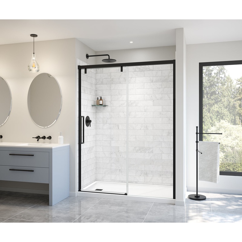 MAAX 135324-900-340-000 Uptown 56-59 x 76 in. 8 mm Sliding Shower Door for Alcove Installation with Clear glass in Matte Black