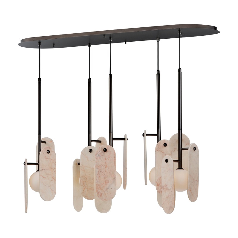 Megalith 5-Light LED Pendant Gunmetal Rose Jade