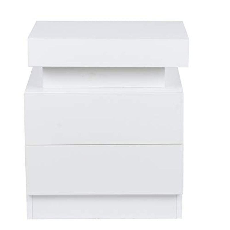 Moolo Comodino Coloful LED Light Bedsideside-Sweat Seak Ampia capacit Armadio di Stoccaggio con 2 Cassetti per Camera da Letto 220V