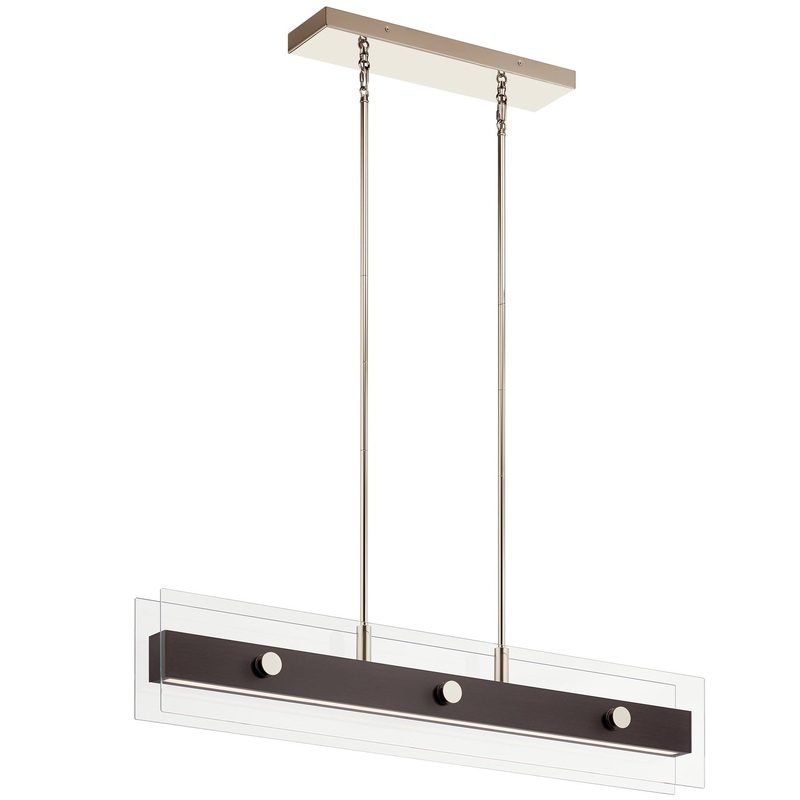 Six Light Linear Chandelier from the Tig Collection in Walnut Wood Finish by Kichler