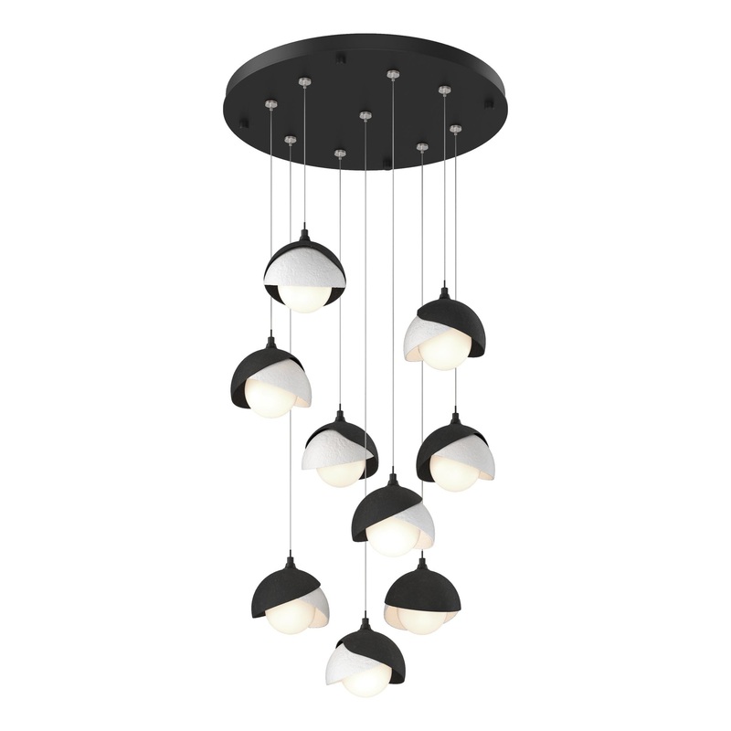 Brooklyn 9-Light Double Shade Pendant Black White