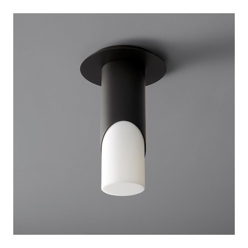 Ellipse Single-Light Small Flush Mount Ceiling Fixture with Acrylic Shade – Black