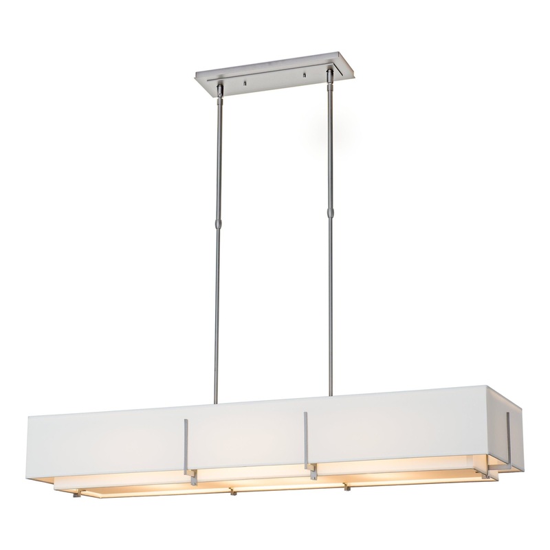 Exos Rectangular Pendant Vintage Platinum Natural Anna Inner Shade & Natural Anna Outer Shade