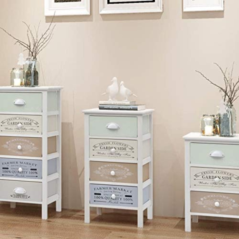 FAMIROSA Cassettiera in Stile Francese con 4 Cassetti in Legno